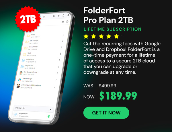 FolderFort 2TB Storage Pro Plan: Lifetime Subscription