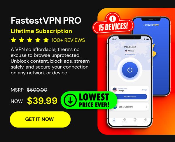 FastestVPN PRO: Lifetime Subscription (15 Devices)