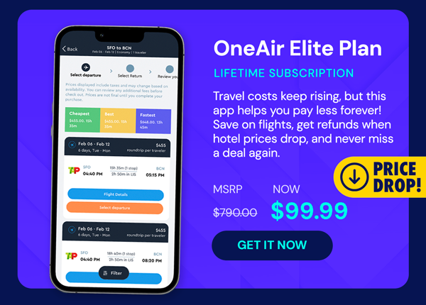 OneAir Elite Plan: Lifetime Subscription (Save Big on Flights, Hotels & More)