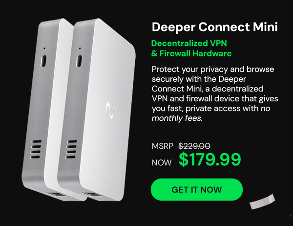 Deeper Connect Mini Decentralized VPN & Firewall Hardware