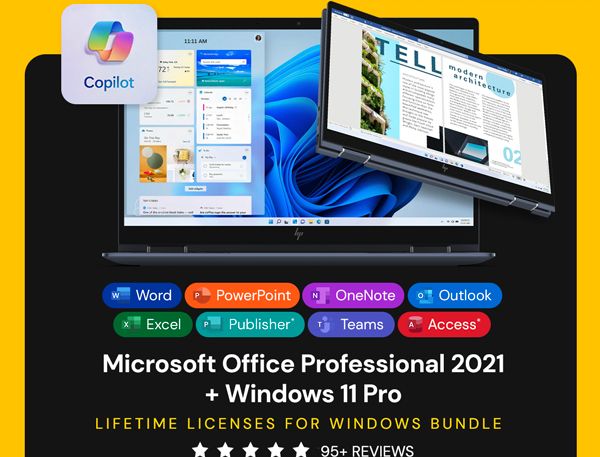 The All-in-One Microsoft Office Pro 2019 for Windows: Lifetime License + Windows 11 Pro Bundle