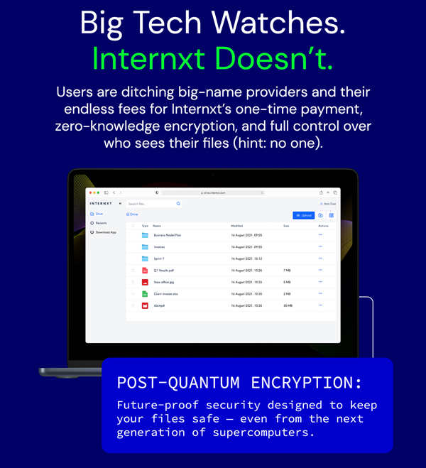 Internxt Cloud Storage Lifetime Subscription: 2TB to 100TB Plans