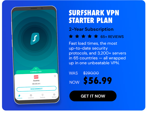 SurfShark VPN Starter Plan: 2-Yr Subscription