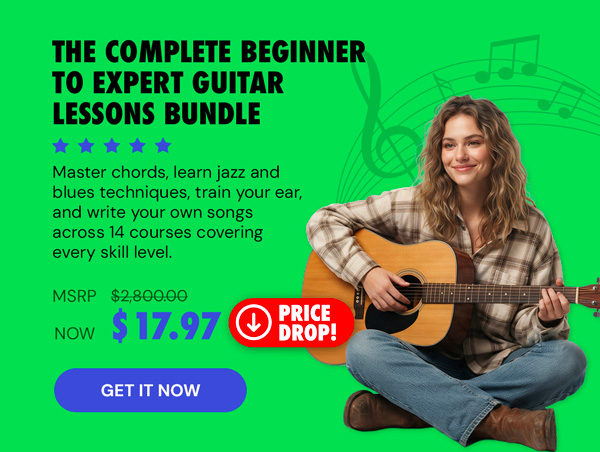 The Complete Beginner to Expert Guitar Lessons Bundle