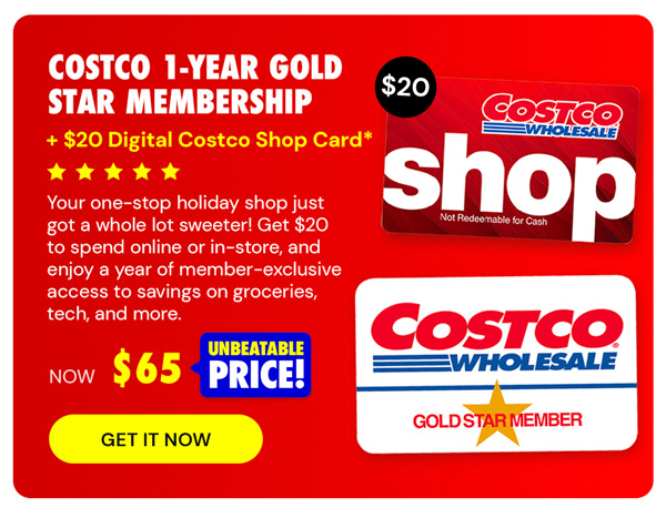 Costco 1-Year Gold Star Membership + $20 Digital Costco Shop Card