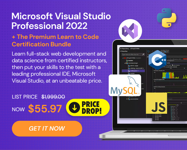 Microsoft Visual Studio Professional 2022 + The Premium Learn to Code Certification Bundle