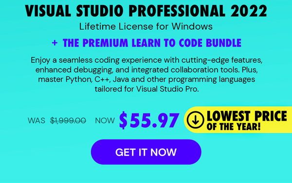 Microsoft Visual Studio Professional 2022 + The 2024 Premium Learn to Code Certification Bundle