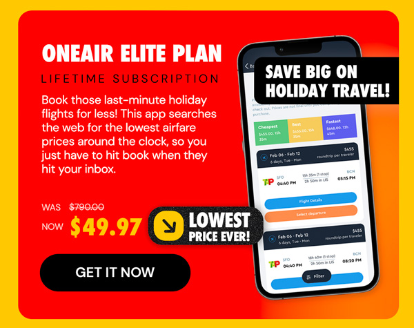 OneAir Elite Plan: Lifetime Subscription (Save Big on Flights, Hotels & More)