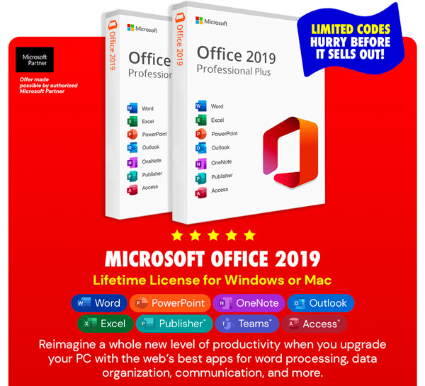 Microsoft Office 2019 for Windows or Mac | Lifetime License