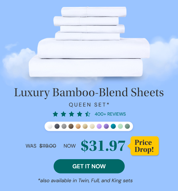 6-Piece Bamboo-Blend Comfort Luxury Sheet Set in Your Choice of Size and Color