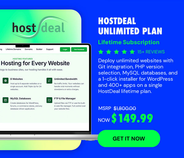Hostdeal Unlimited Plan: Lifetime Subscription