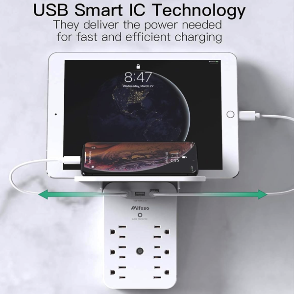 Wall Outlet Extender with Surge & USB
