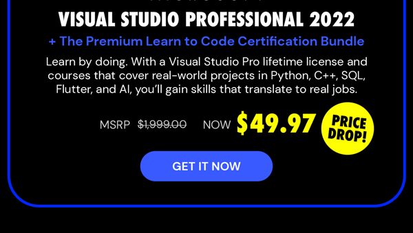 Microsoft Visual Studio Professional 2022 + The Premium Learn to Code Certification Bundle