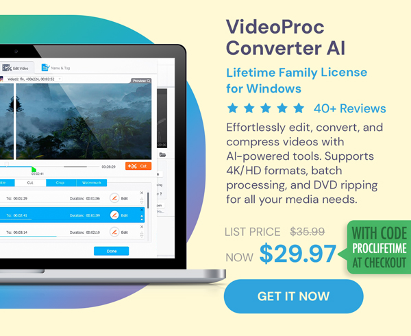 VideoProc Converter AI: Lifetime Family License (For Windows)