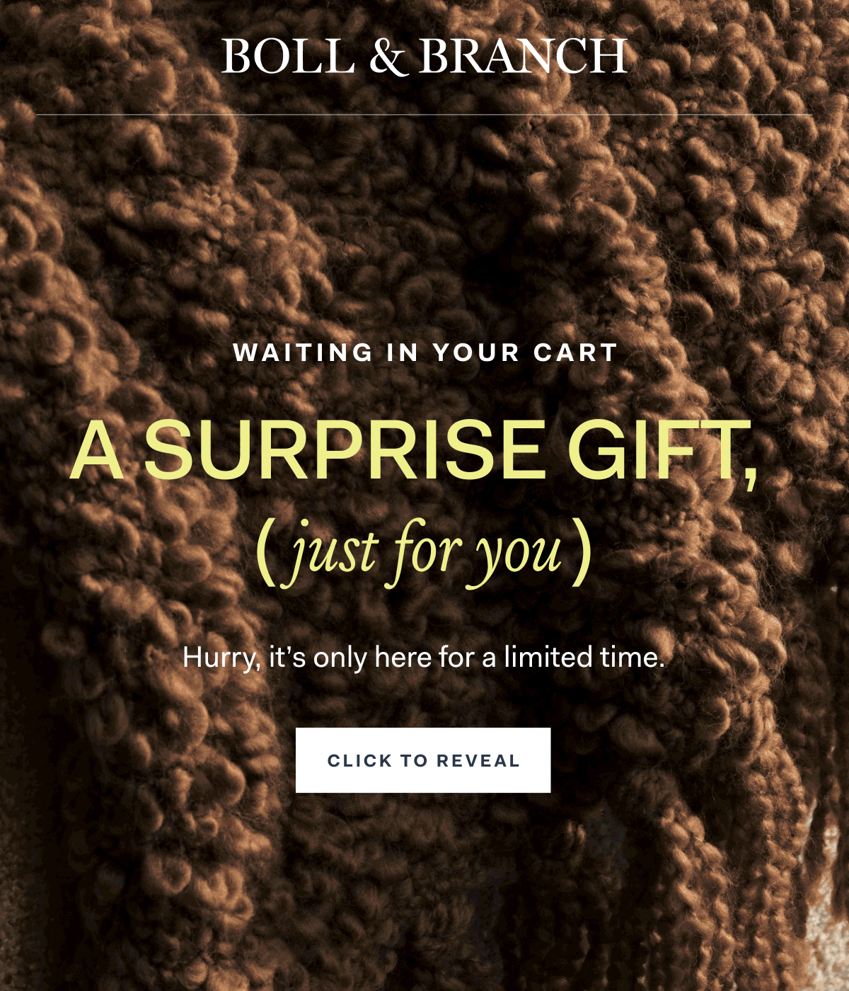 Boll & Branch Waiting In Your Cart A Surprise Gift, (just for you) Hurry, it's only here for a limited time. Click To Reveal 