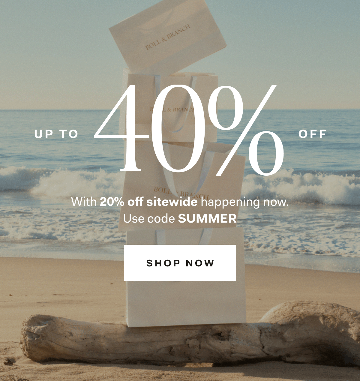 Up to 40% off with 20% off sitewide happening now. Use code SUMMER SHOP NOW