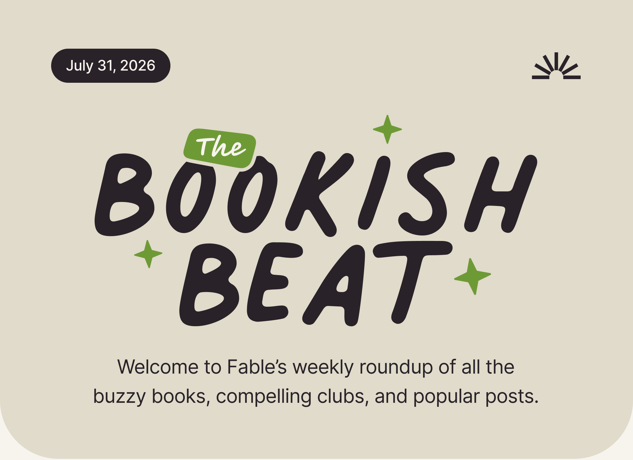 July 31st, 2026 Bookish Beat