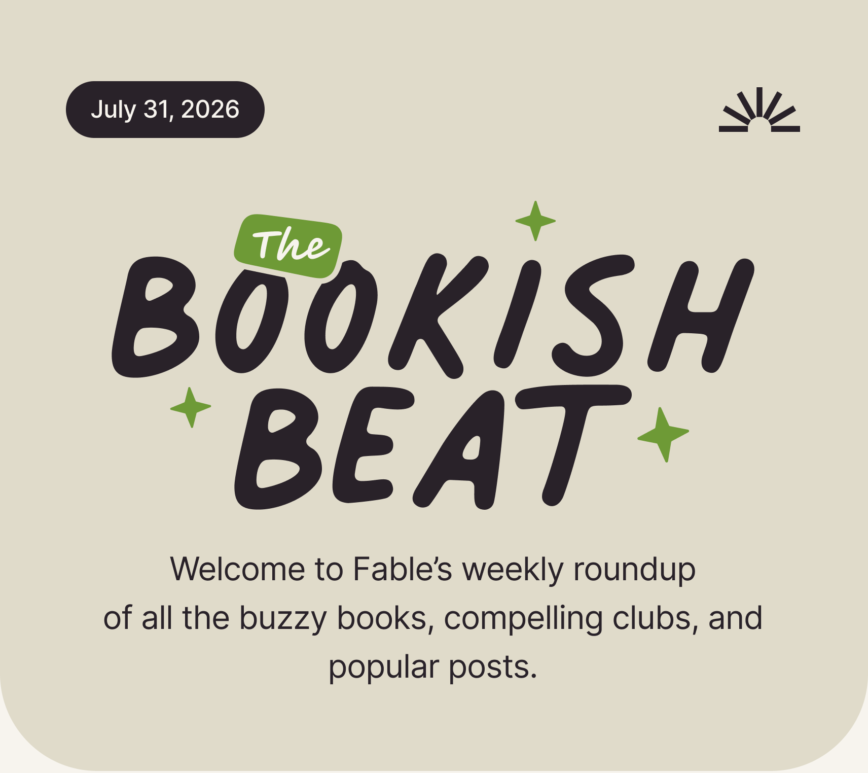July 31st, 2026 Bookish Beat