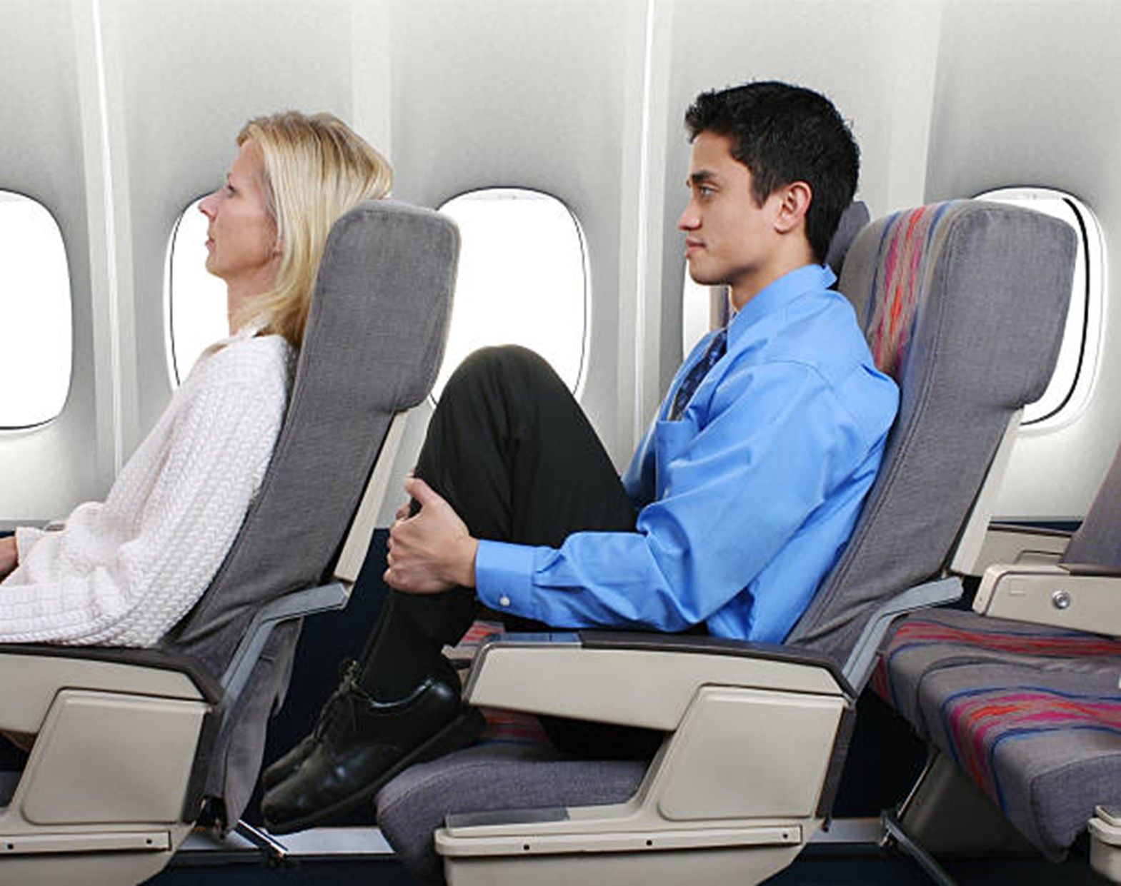 Crowded economy-class seating