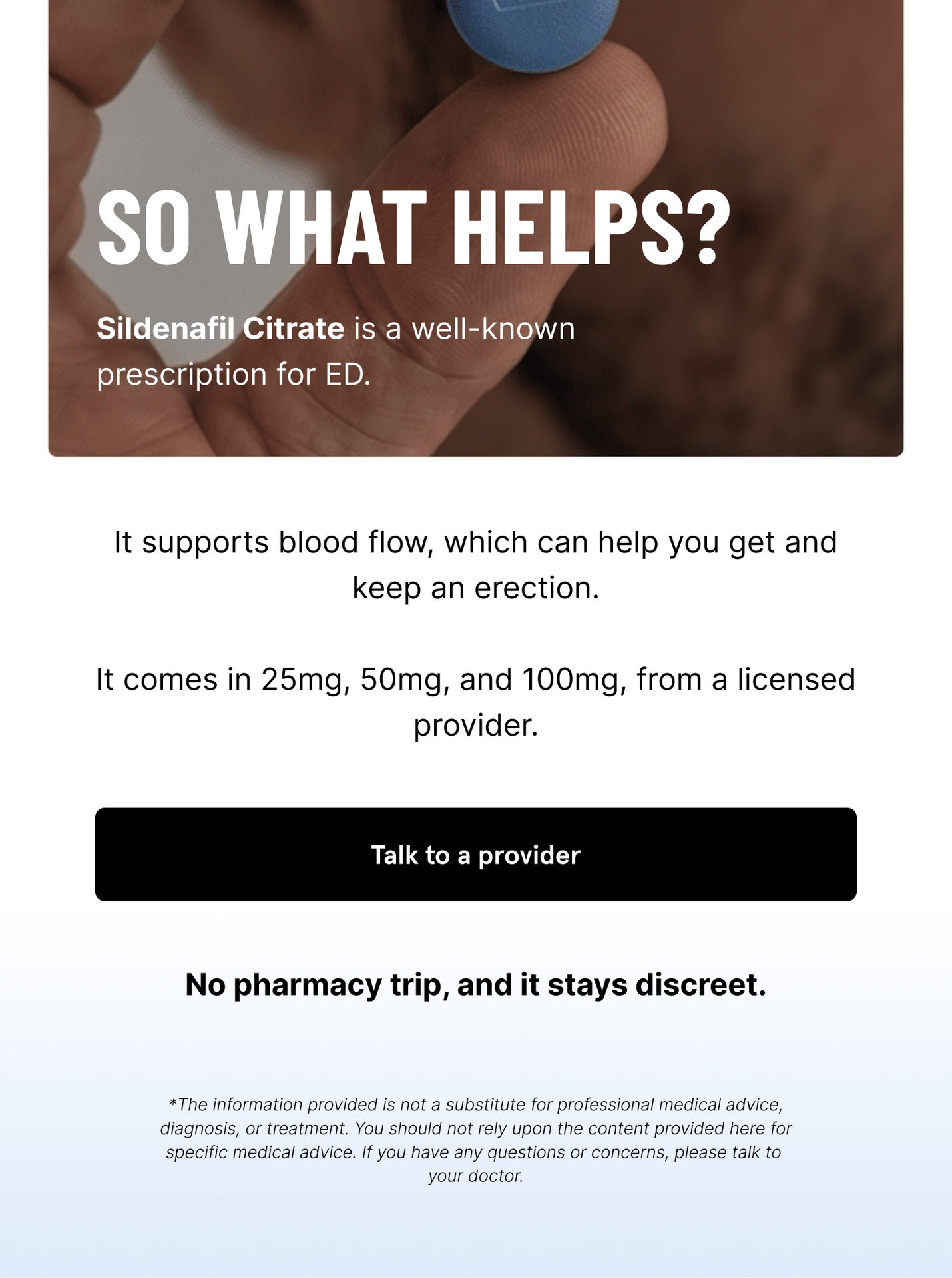 Talk to a provider. Talk to a provider.