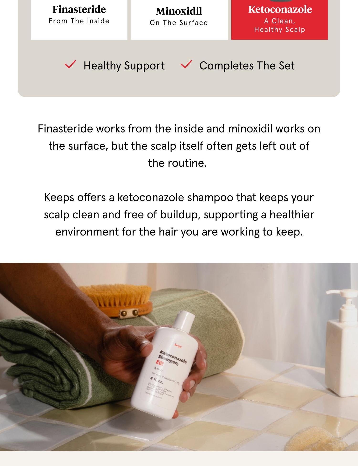 Keeps offers a ketoconazole shampoo that keeps your scalp clean and free of buildup.