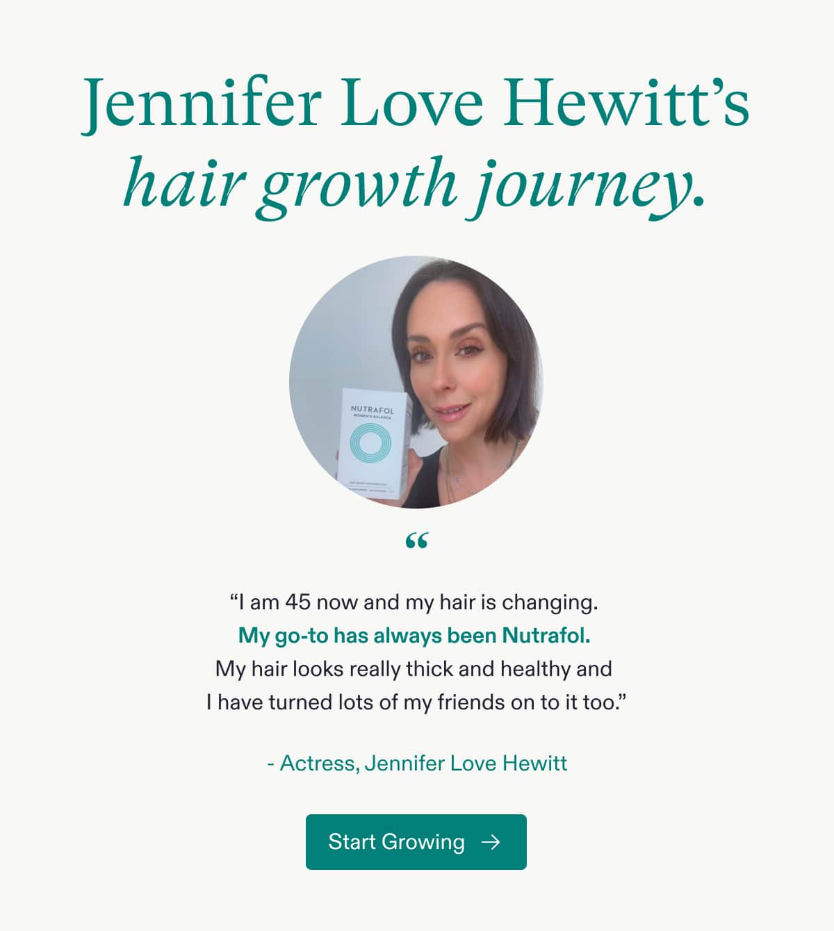 Jennifer Love Hewitt's hair growth journey.