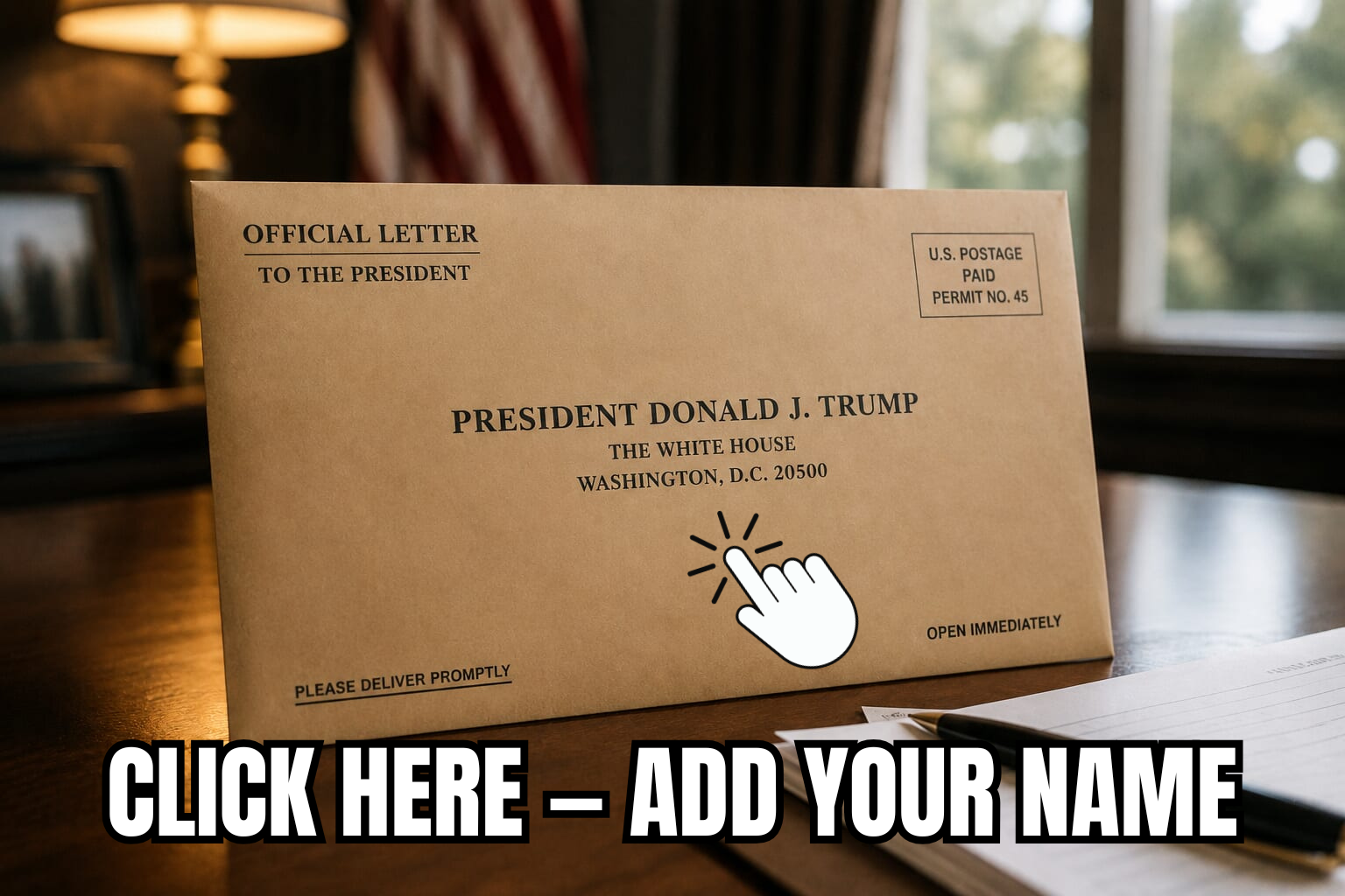 Envelope addressed to President Trump