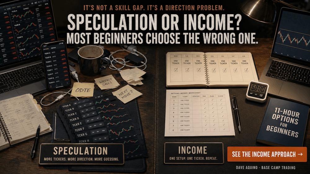 Trading desk setups comparing speculation, income