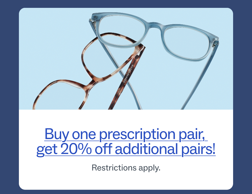 Get 15% off two or more prescription pairs