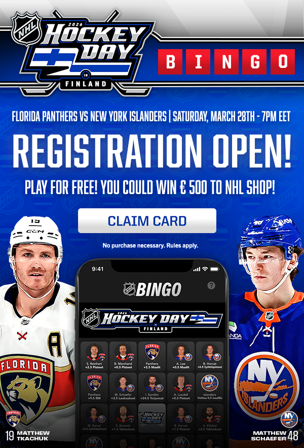 Time to play BINGO, Hockey Day in Finland Edition! Click here to play now.