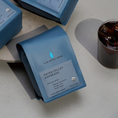 Image of coffee bags and glass.