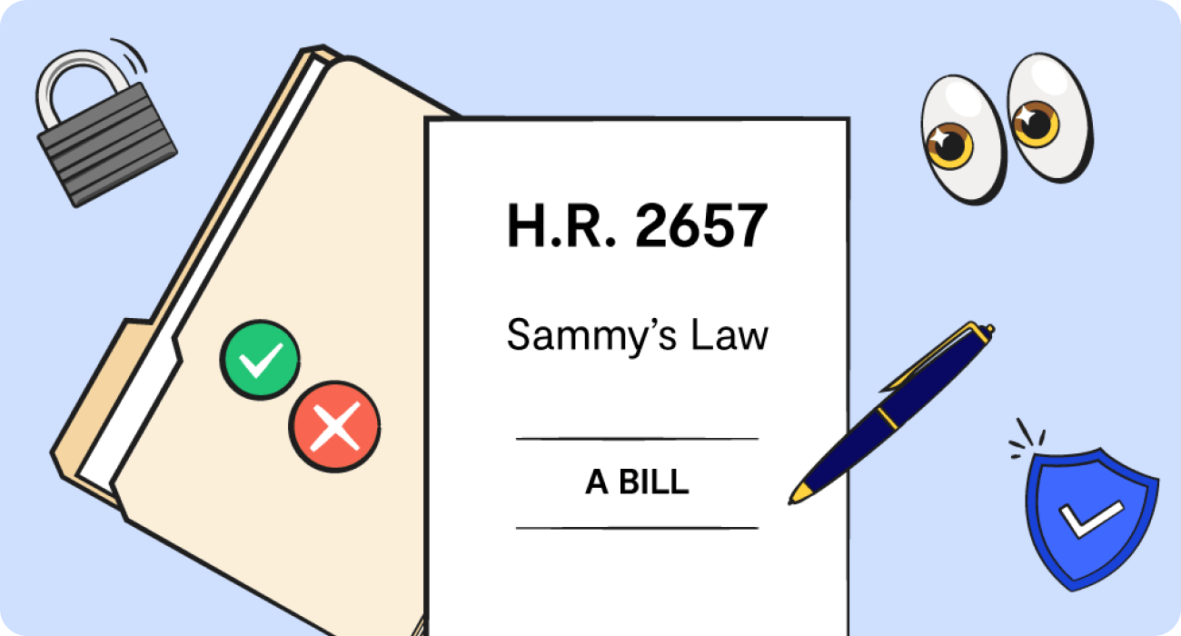 Illustrated image of Sammy’s Law with emoticons in the foreground