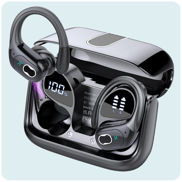 Wireless Earbuds 75hrs Bluetooth 5.4 Headphone Sport, 2026 Bluetooth Earbuds Stereo Deep Bass Over Ear Bud with Earhooks, ENC Noise Cancelling Mic, IPX7...