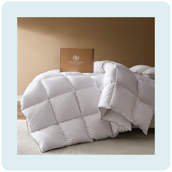Pacific Coast Goose Feather Down Fiber Comforters Twin Size, Extra Fluffy White Duvet Insert, Ultra-Soft, Breathable, All Season Hotel Luxury Bedding...