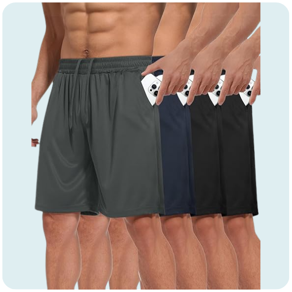 4 Pack Gym Mens Shorts - Basketball Athletic Shorts with Pockets Fitness Clothing Black Workout Quick Dry Shorts