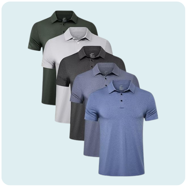 TELALEO 4/5 Pack Mens Polo Shirts Quick Dry Short Sleeve Golf T Shirt Performance Moisture Wicking Casual Workout