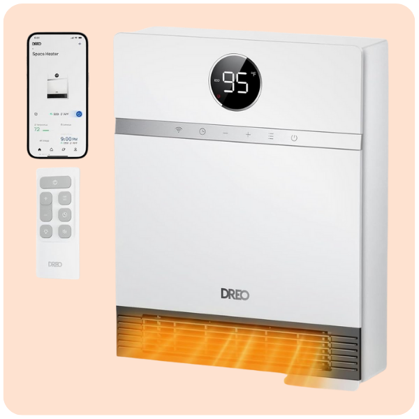 DREO Smart Wall Heater, IP24 Electric PTC Space Heaters for Indoor Use, 30° Oscillation, Adjustable Thermostat, Remote Control, Works with Alexa, 24H Timer,...