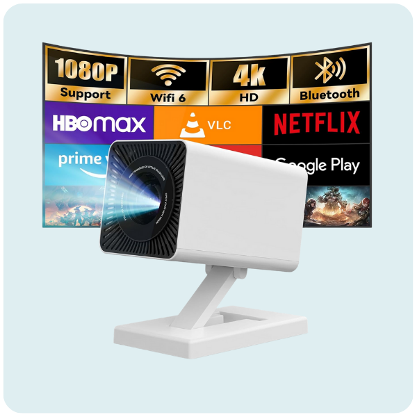2026 Upgraded Mini Projector with WiFi and Bluetooth｜Outdoor Portable Projector 1080P/4K Support｜Smart Projector with Auto Keystone Correction｜Home/Movie Projector for Phone/TV Stick/Laptop｜