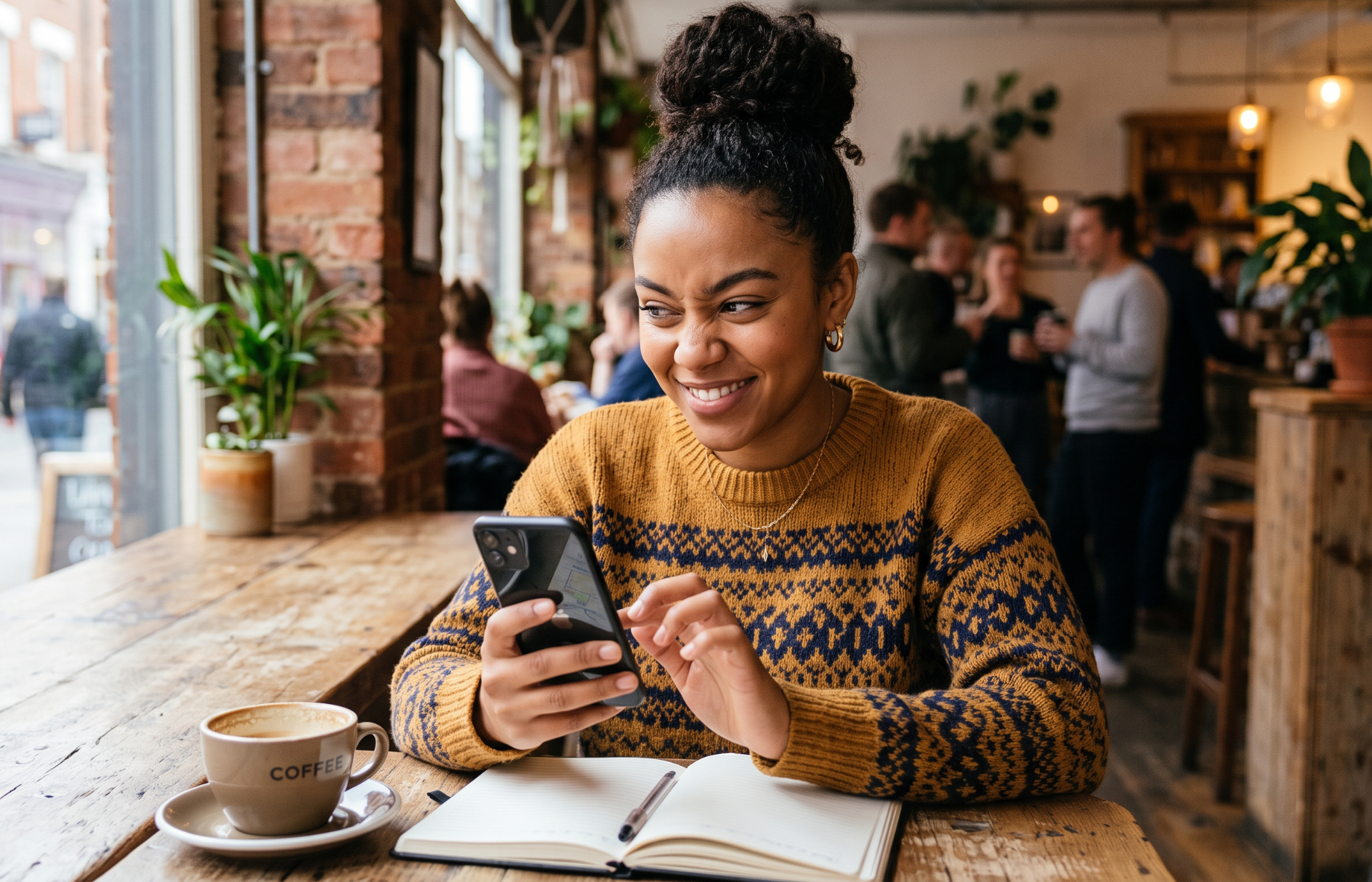 Young woman looking at her phone 
