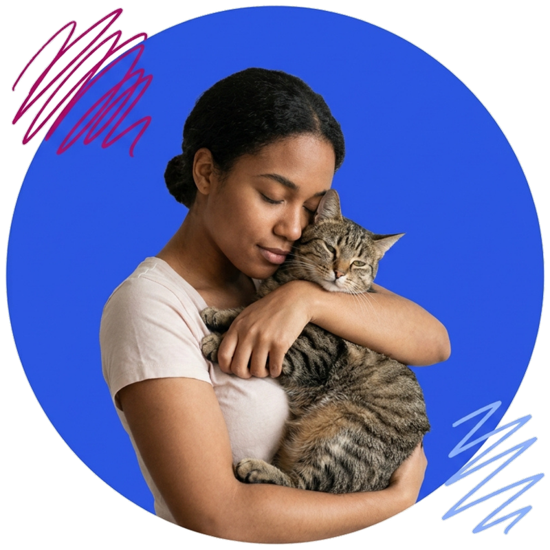 Woman hugging her cat