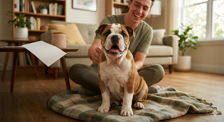 Man playing with dog