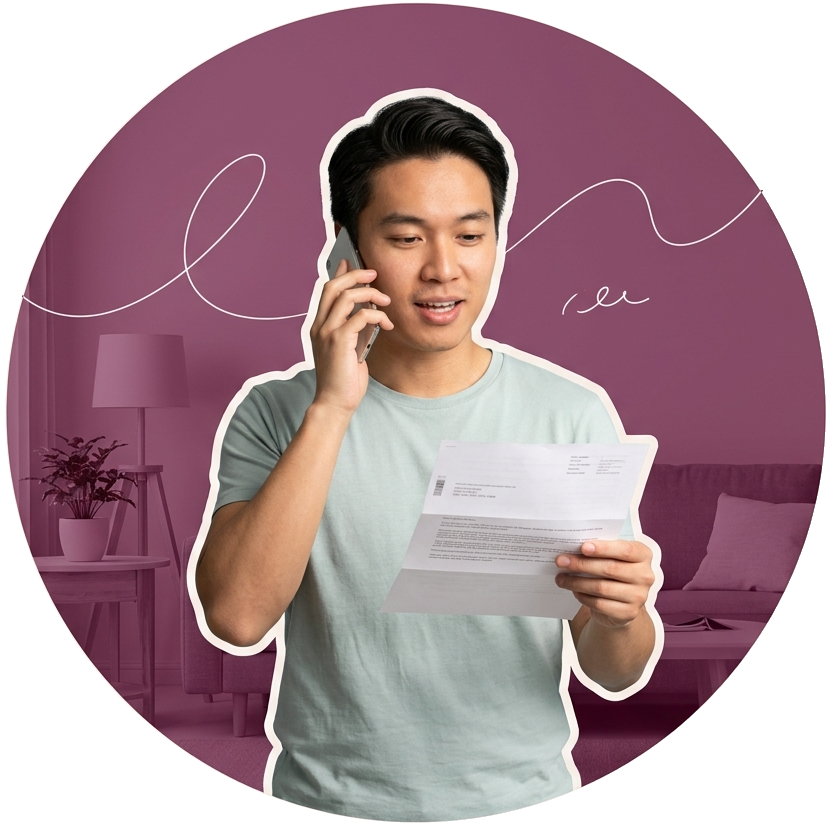 Man talking on the phone while holding a letter