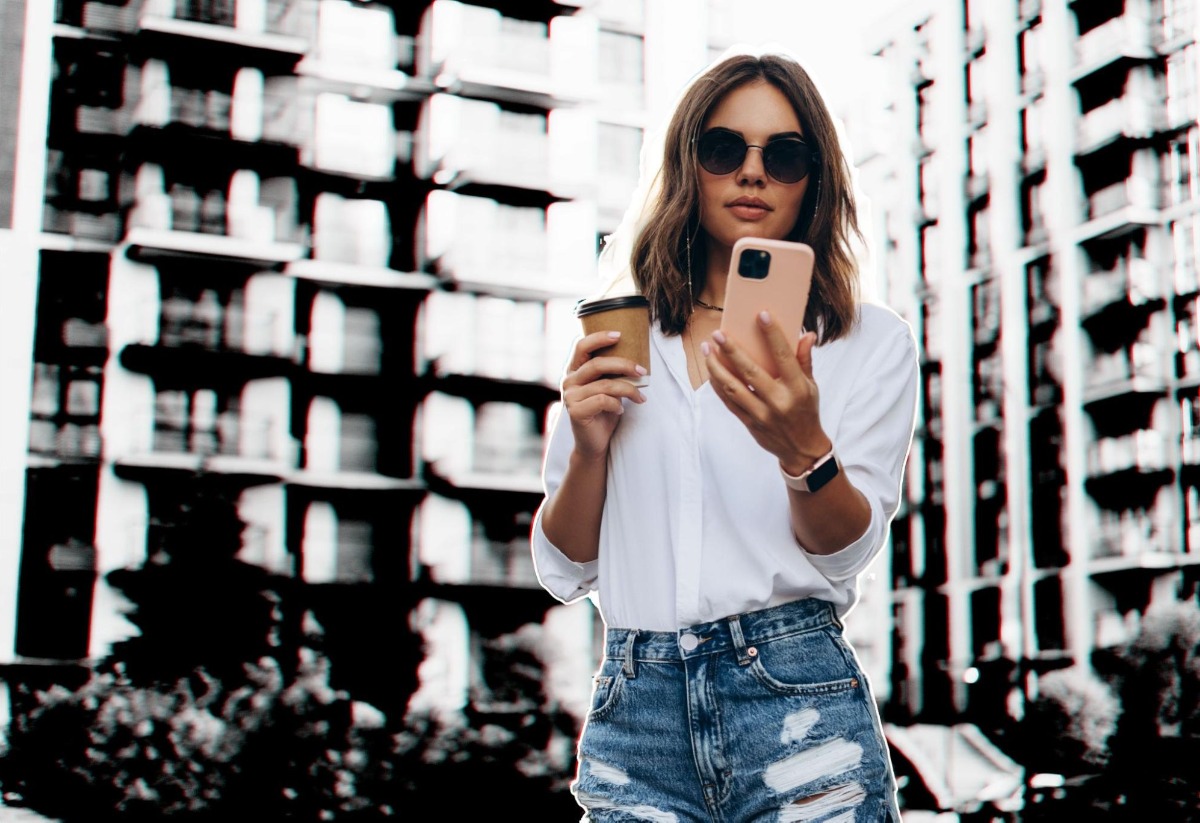 Woman looking on her mobile phone