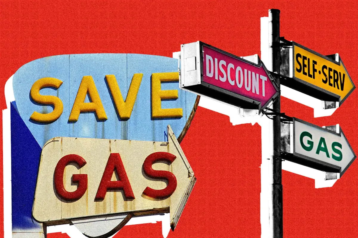 various gas station signs