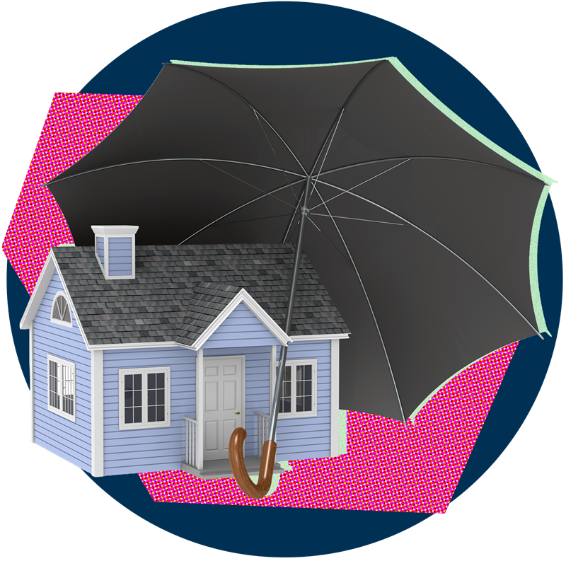 House under a giant umbrella