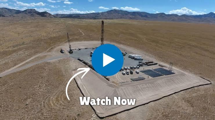 Aerial view of a desert drilling site