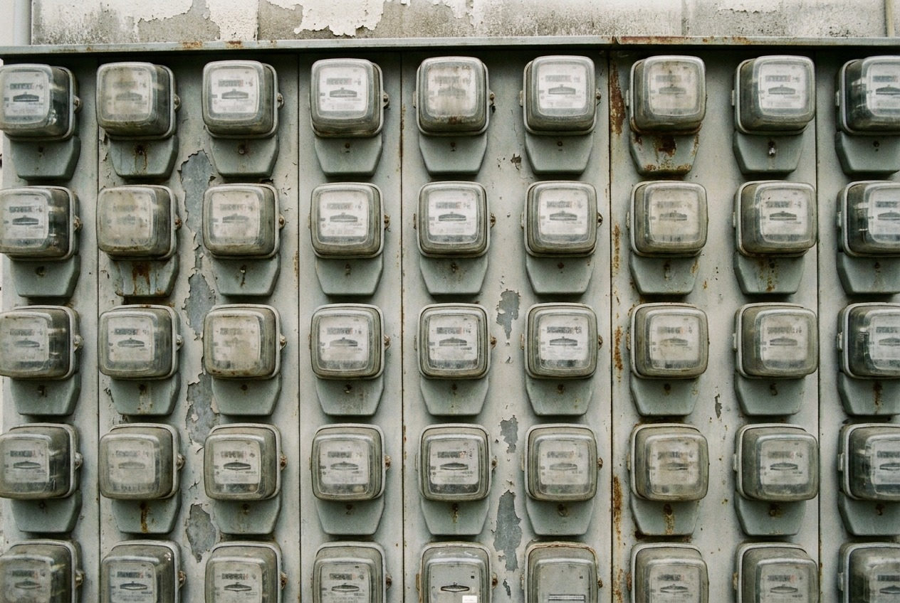 Electric meters on a wall
