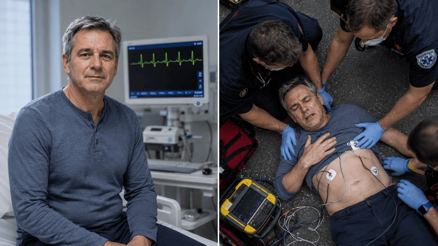 Man experiencing medical emergency with paramedics