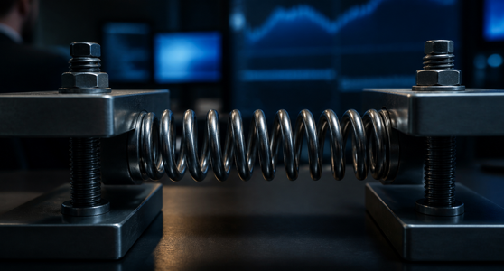 Compressed steel spring