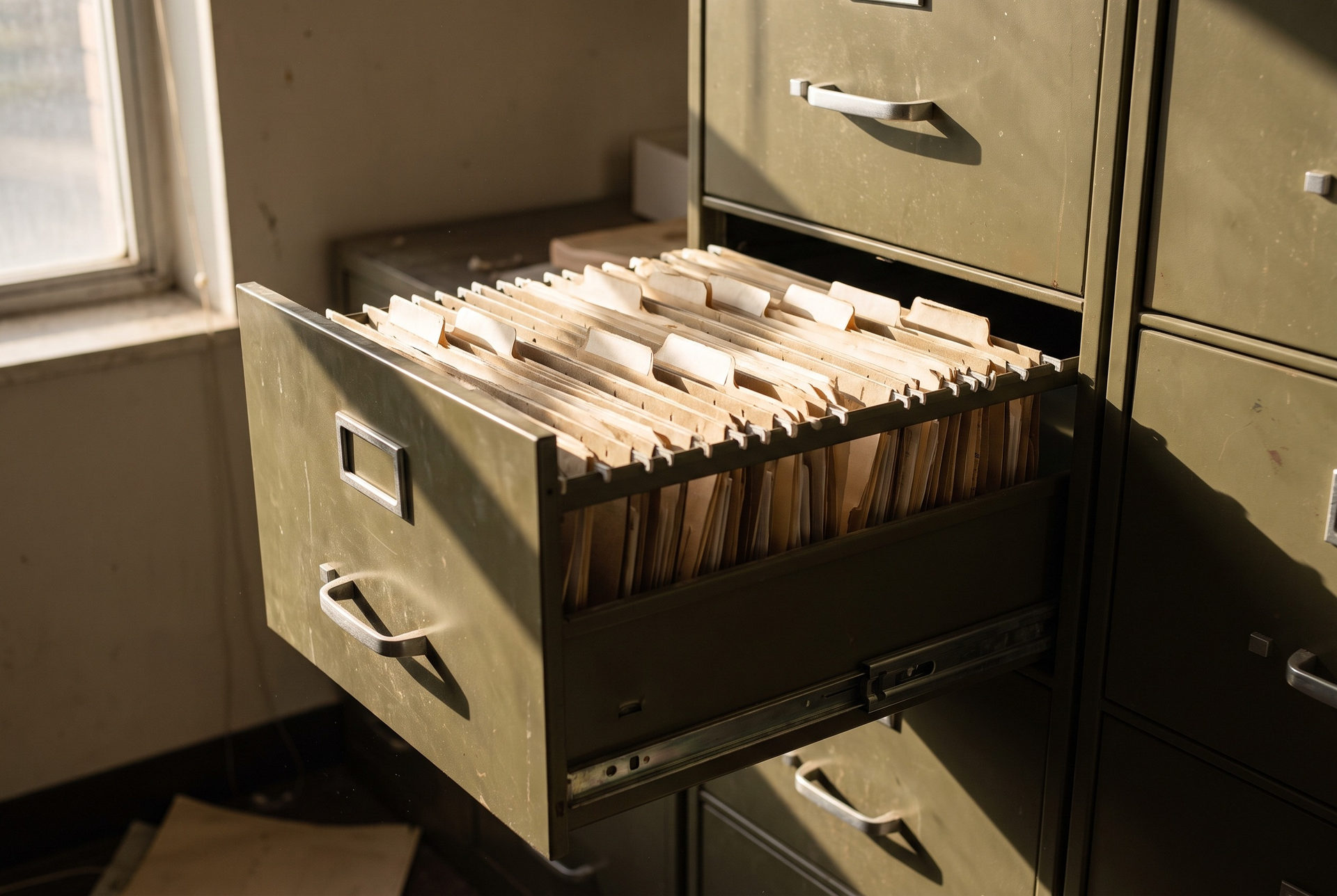 Open filing drawer